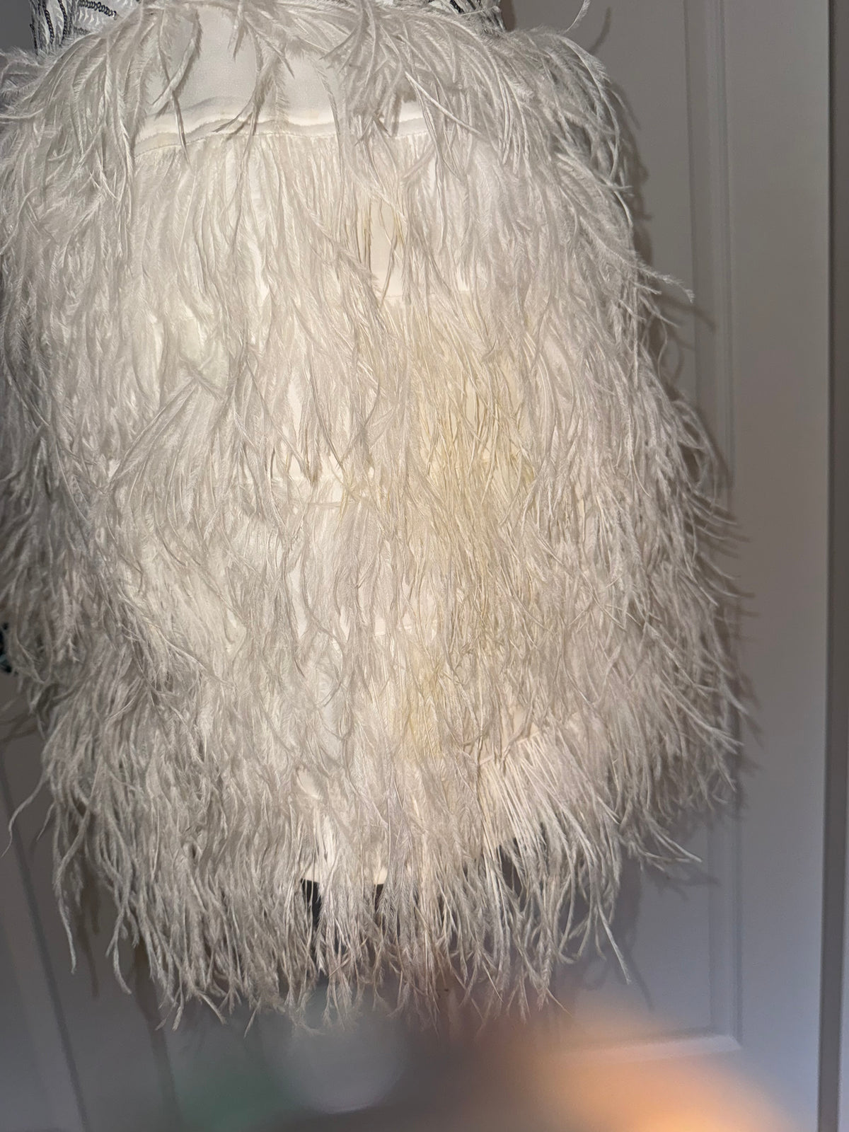 Bebe Isis Sequin Feather Dress in White/SIlver
