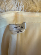 Bebe Isis Sequin Feather Dress in White/SIlver