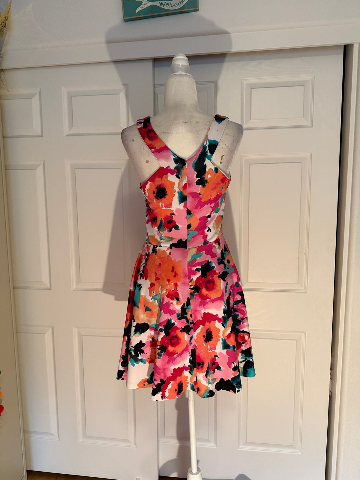 Saks 5th Ave. RED Floral Cut-In Halter A-line Mini Dress