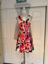 Saks 5th Ave. RED Floral Cut-In Halter A-line Mini Dress