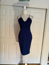 NWT Leyva's Royal Blue Lace Bodycon Crossback Spaghetti Strap Mini Dress