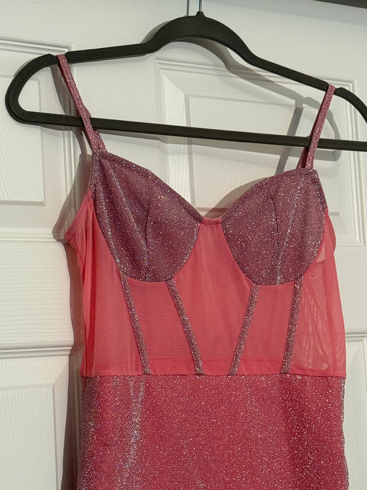 NWT SHEIN SXY Mesh Insert Bustier Cami Bodycon Dress in Pink