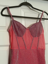 NWT SHEIN SXY Mesh Insert Bustier Cami Bodycon Dress in Pink