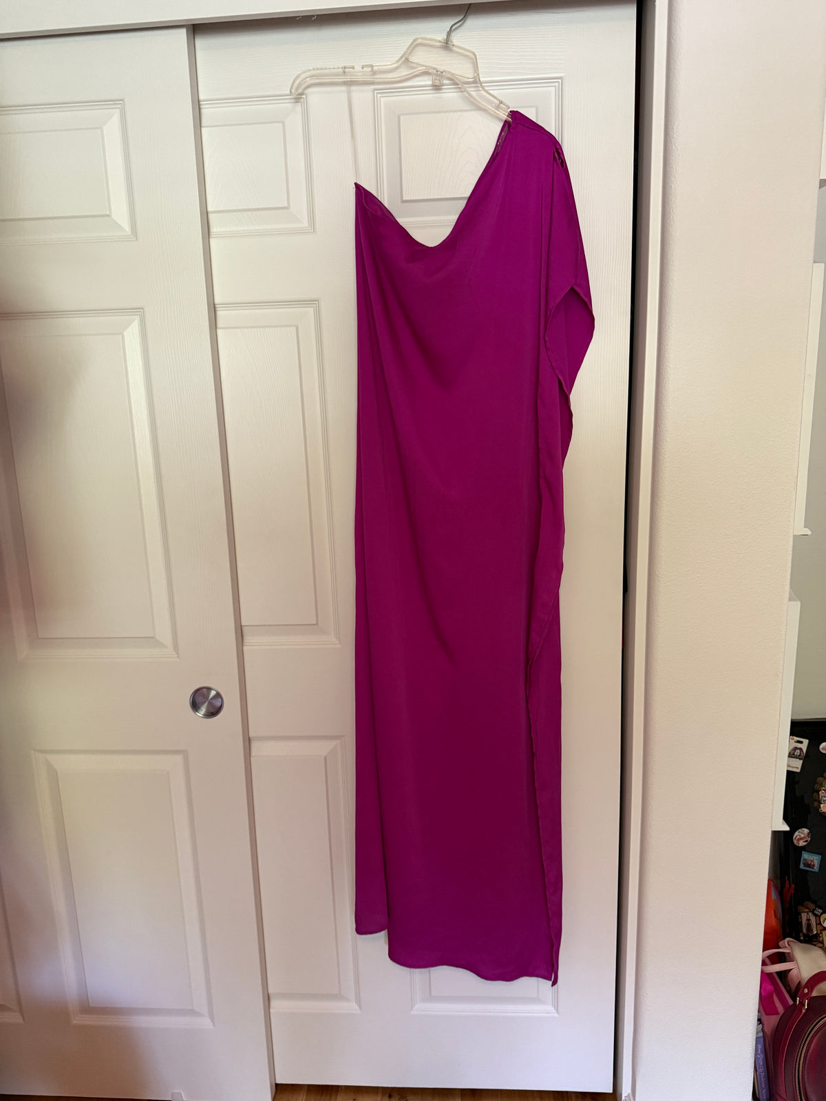 VICI 'Walk On The Bright Side' Hot Pink One Shoulder Loose Fit Maxi Dress