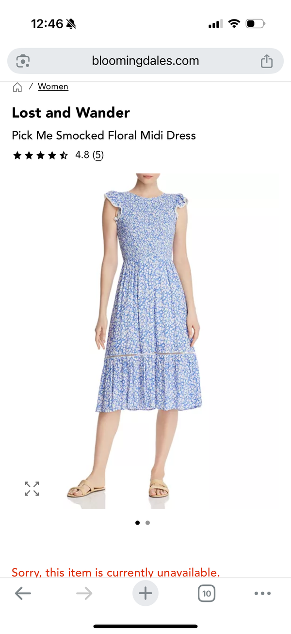 Lost + Wander Pick Me Blue Floral Print Midi Dress size S