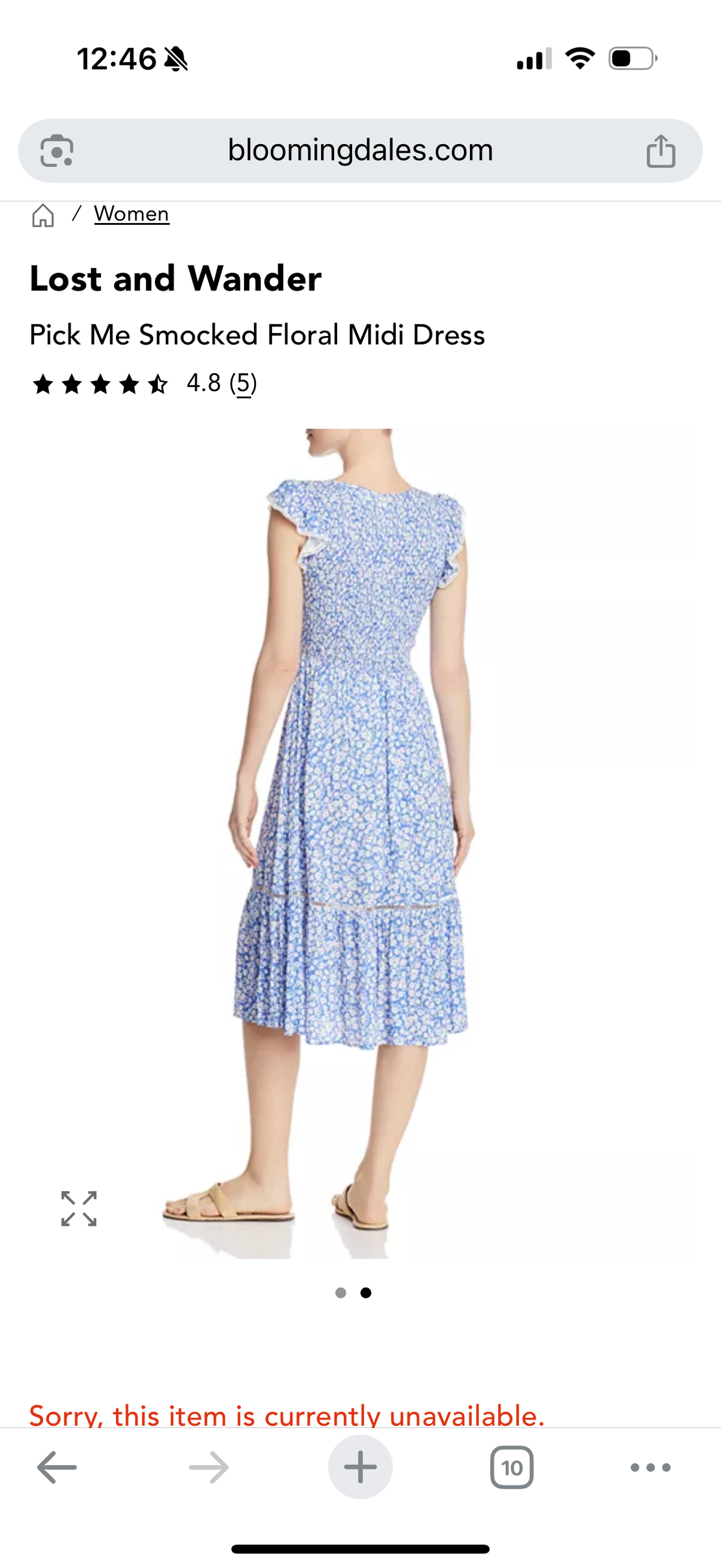 Lost + Wander Pick Me Blue Floral Print Midi Dress size S