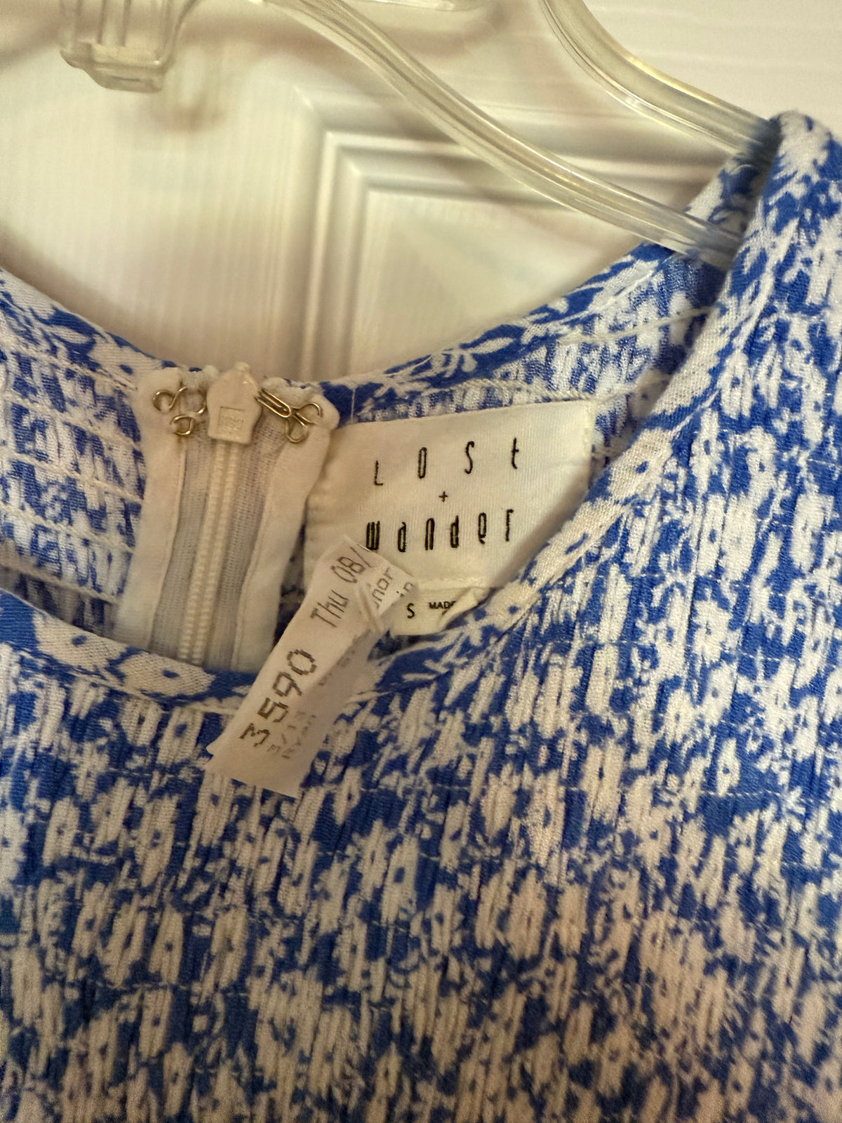 Lost + Wander Pick Me Blue Floral Print Midi Dress size S