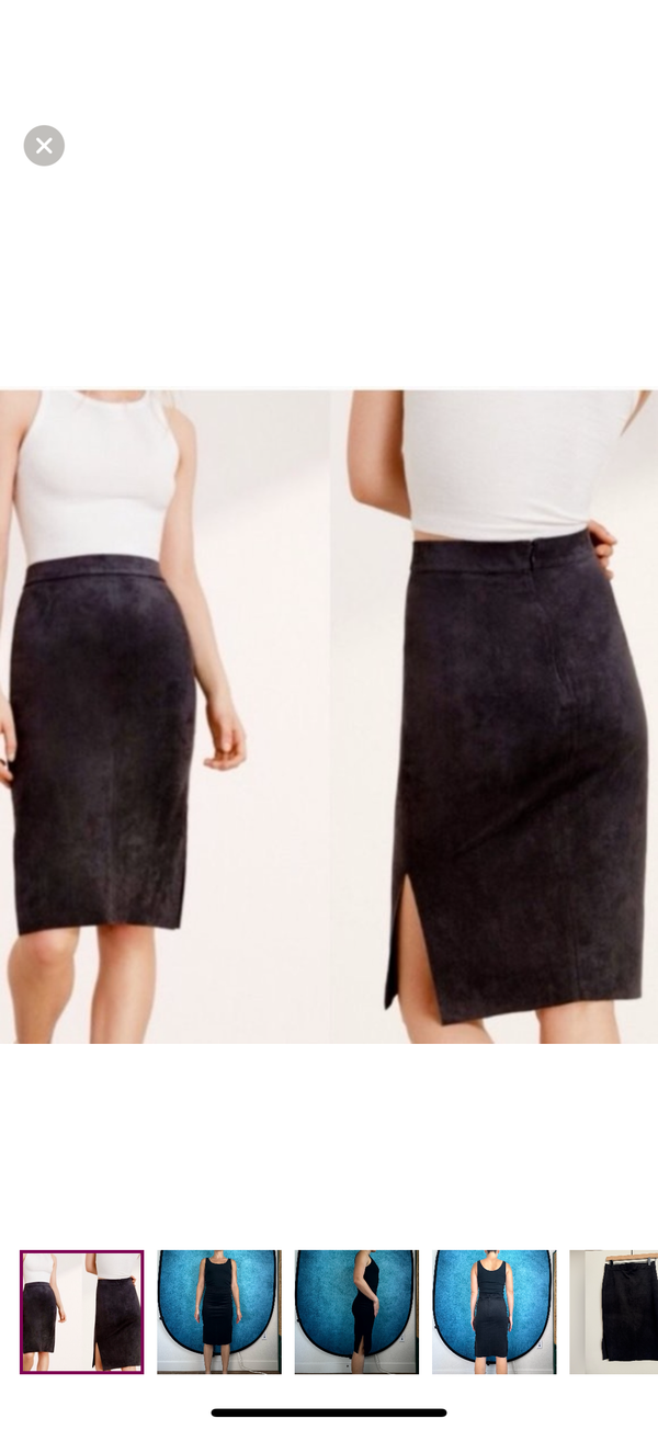 Wilfred Free by Aritzia Faux Suede Midi Pencil Skirt with Slits in Black Size 2