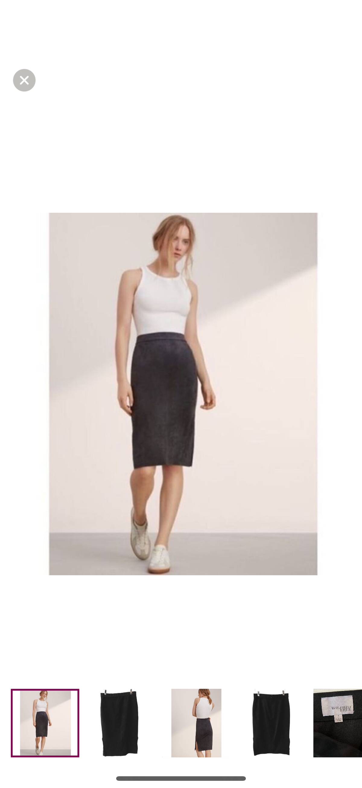 Wilfred Free by Aritzia Faux Suede Midi Pencil Skirt with Slits in Black Size 2