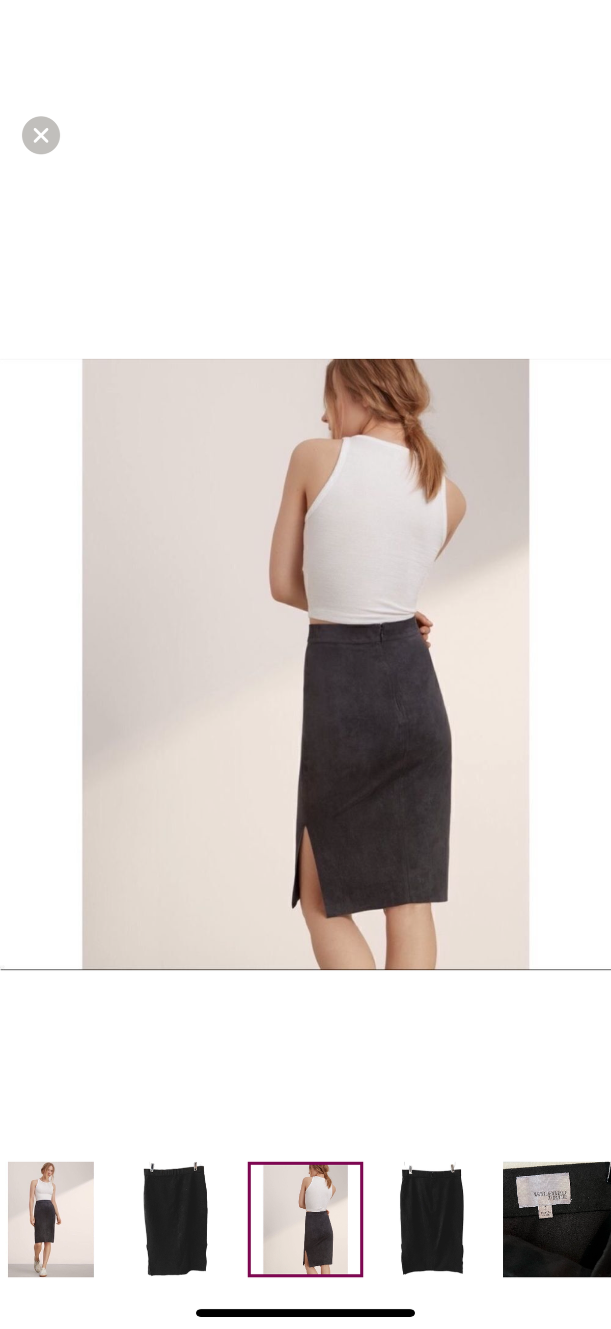 Wilfred Free by Aritzia Faux Suede Midi Pencil Skirt with Slits in Black Size 2