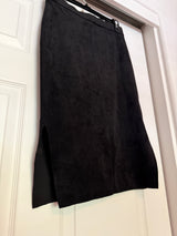 Wilfred Free by Aritzia Faux Suede Midi Pencil Skirt with Slits in Black Size 2