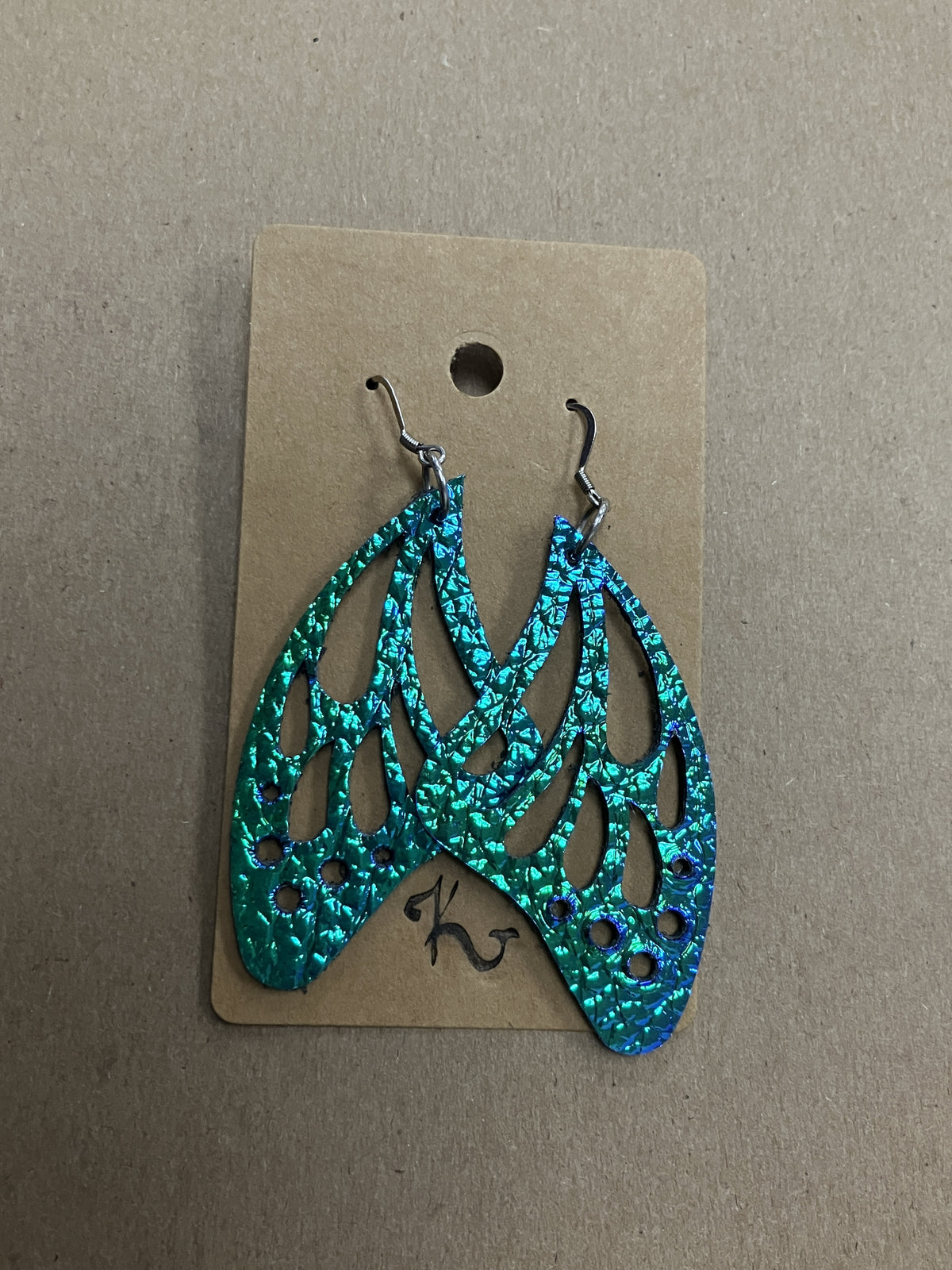Iridescent wing earrings