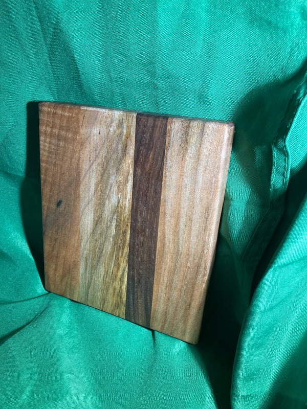 Small wood cutting board. Handcrafted charcuterie board. Cheese board. Small kitchen, r.v., camping, dorm room. Reclaimed wood. Crafted with black walnut and maple wood