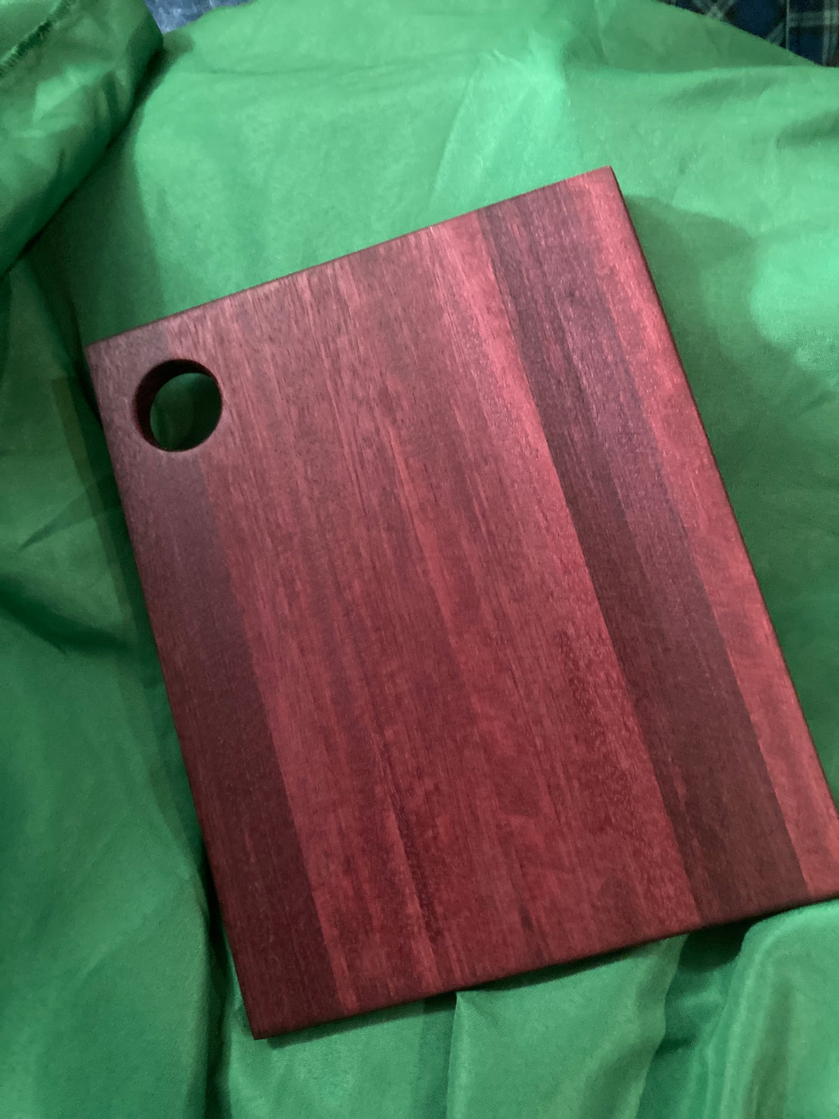 Purple Heart cutting board with hanging hole.charcuterie board. Handcrafted reclaimed wood.