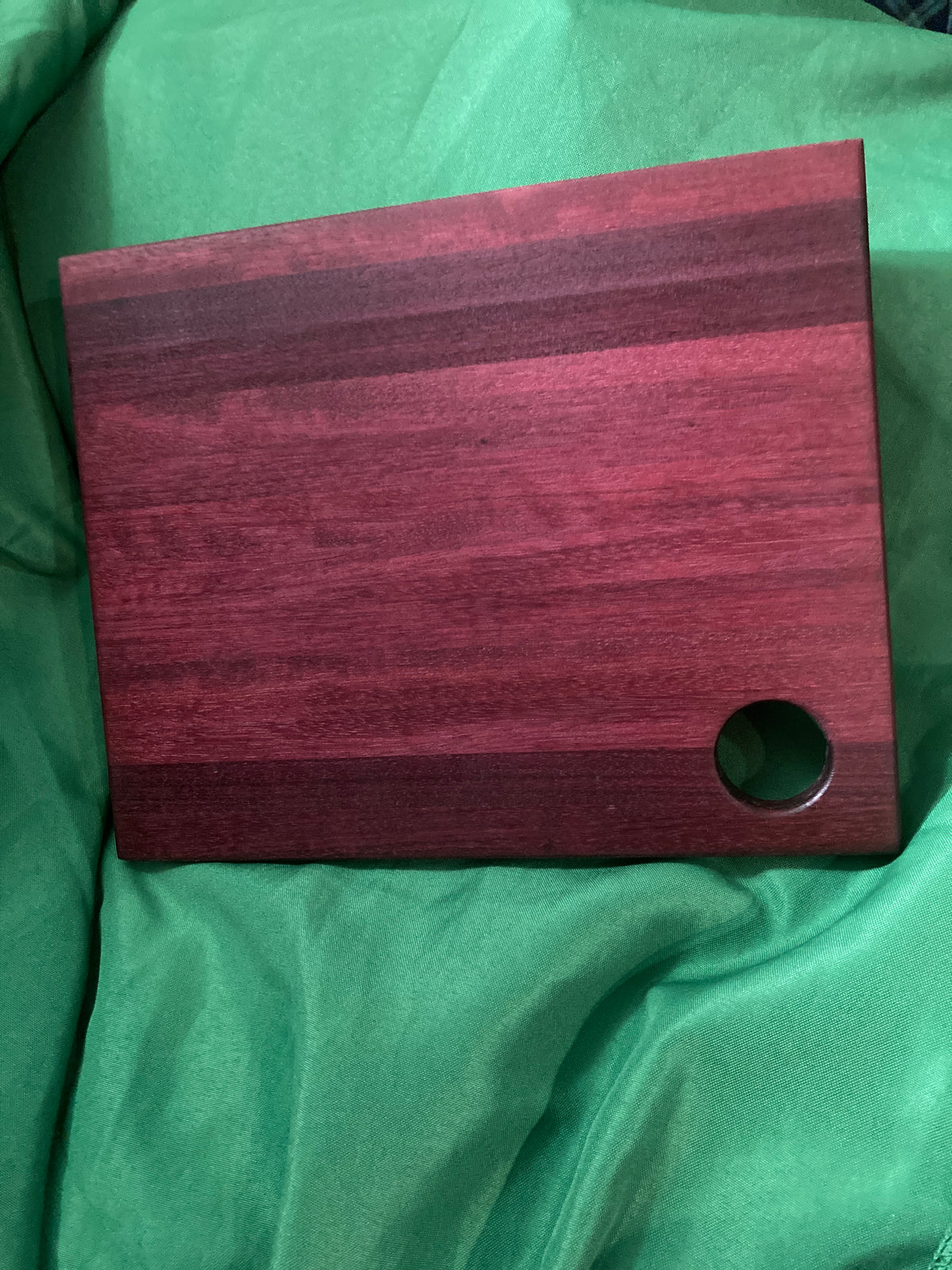 Purple Heart cutting board with hanging hole.charcuterie board. Handcrafted reclaimed wood.