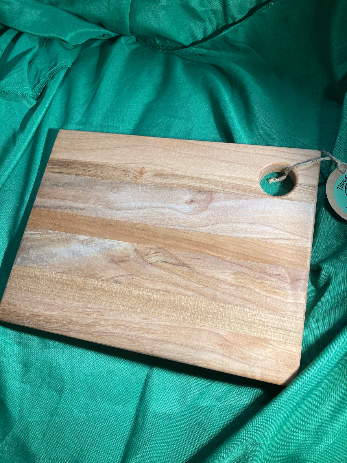 Medium wood Charcuterie board w/ hanging hole. Food prep. Hanging. Reclaimed wood. Handcrafted. High quality. Handmade gift. Cherry wood. Maple wood.