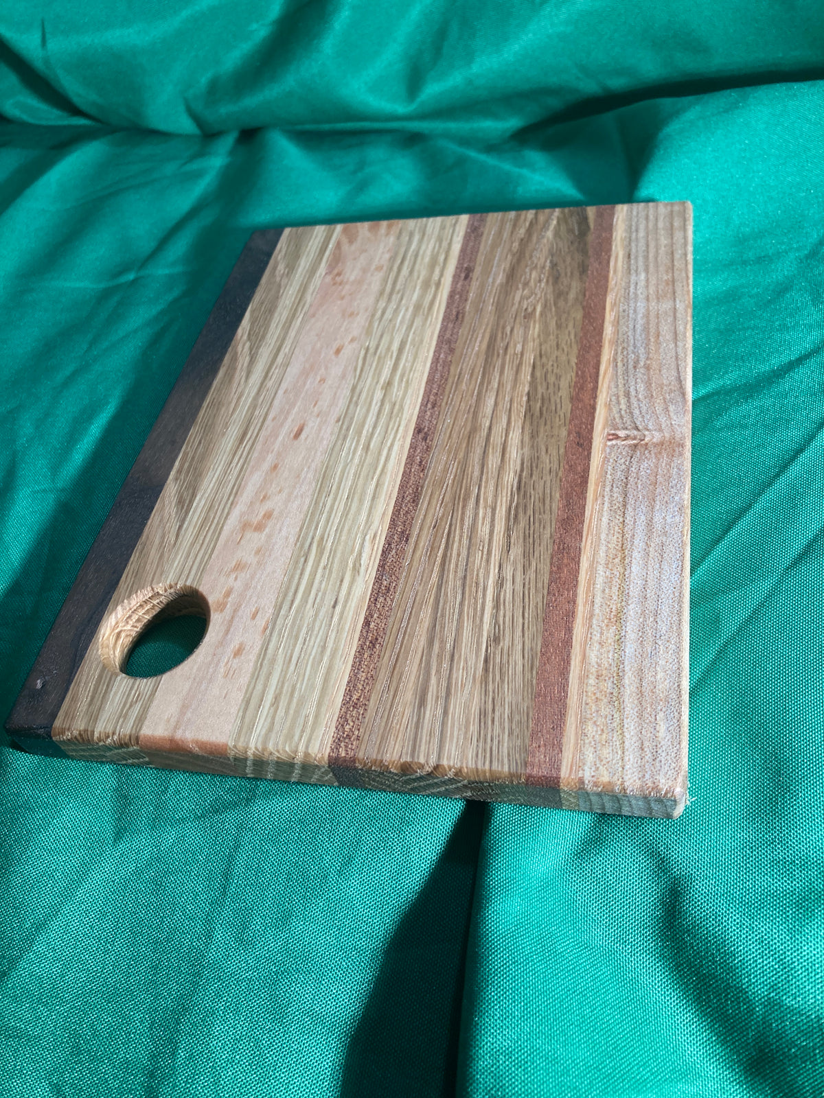 6”x 8” Small charcuterie board with hanging hole. Personal charcuterie. Cheese board. Reclaimed wood handcrafted. Walnut, oak, maple, sapele.