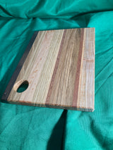 6”x 8” Small charcuterie board with hanging hole. Personal charcuterie. Cheese board. Reclaimed wood handcrafted. Walnut, oak, maple, sapele.