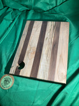 Medium wood Charcuterie board w/ hanging hole. Food prep. Hanging. Reclaimed wood. Handcrafted. High quality. Handmade gift. Walnut wood. Maple wood.