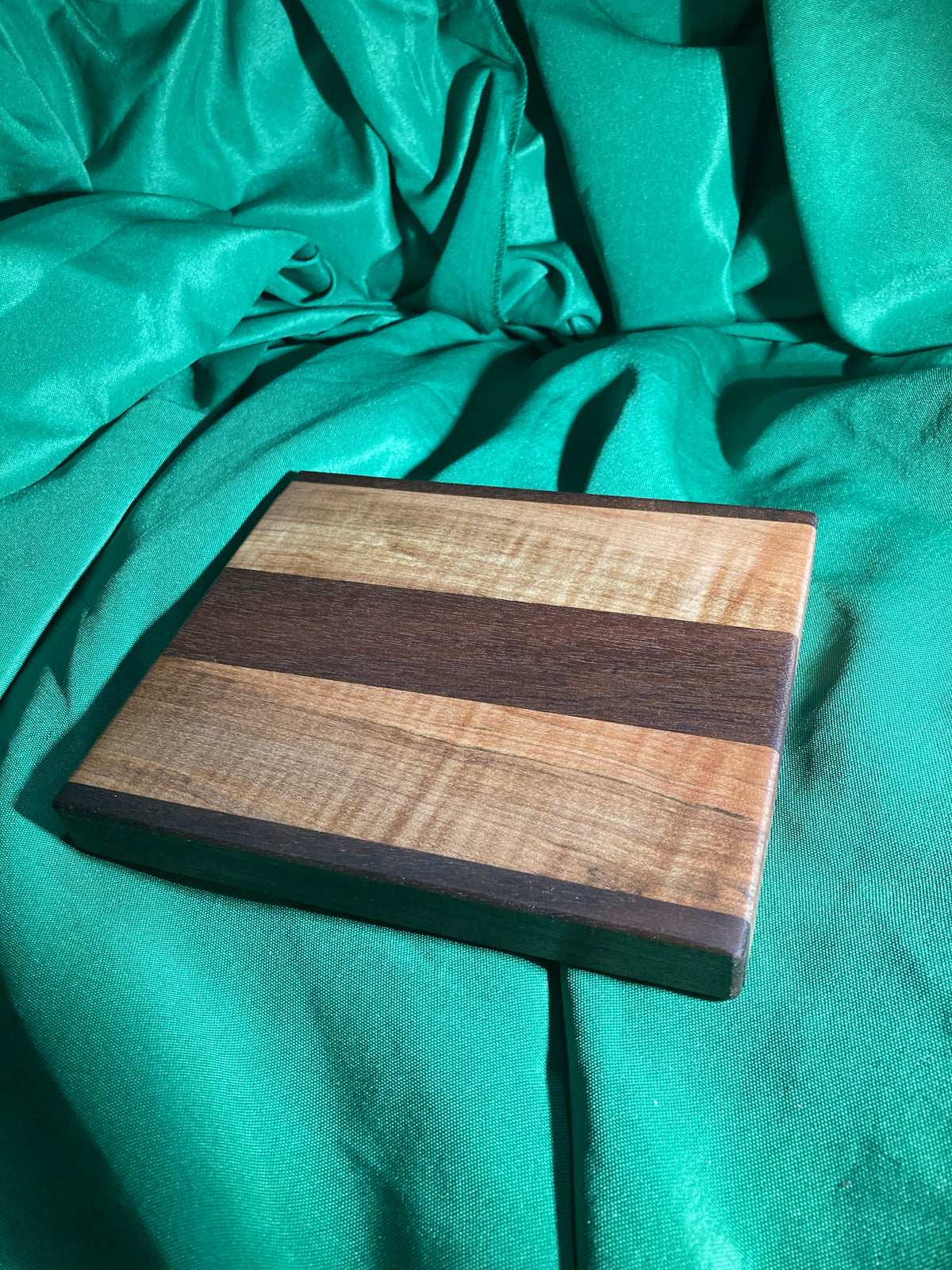 Small wood cutting board. Handcrafted charcuterie board. Cheese board. Small kitchen, r.v., camping, dorm room. Reclaimed wood. Crafted with black walnut and maple wood.