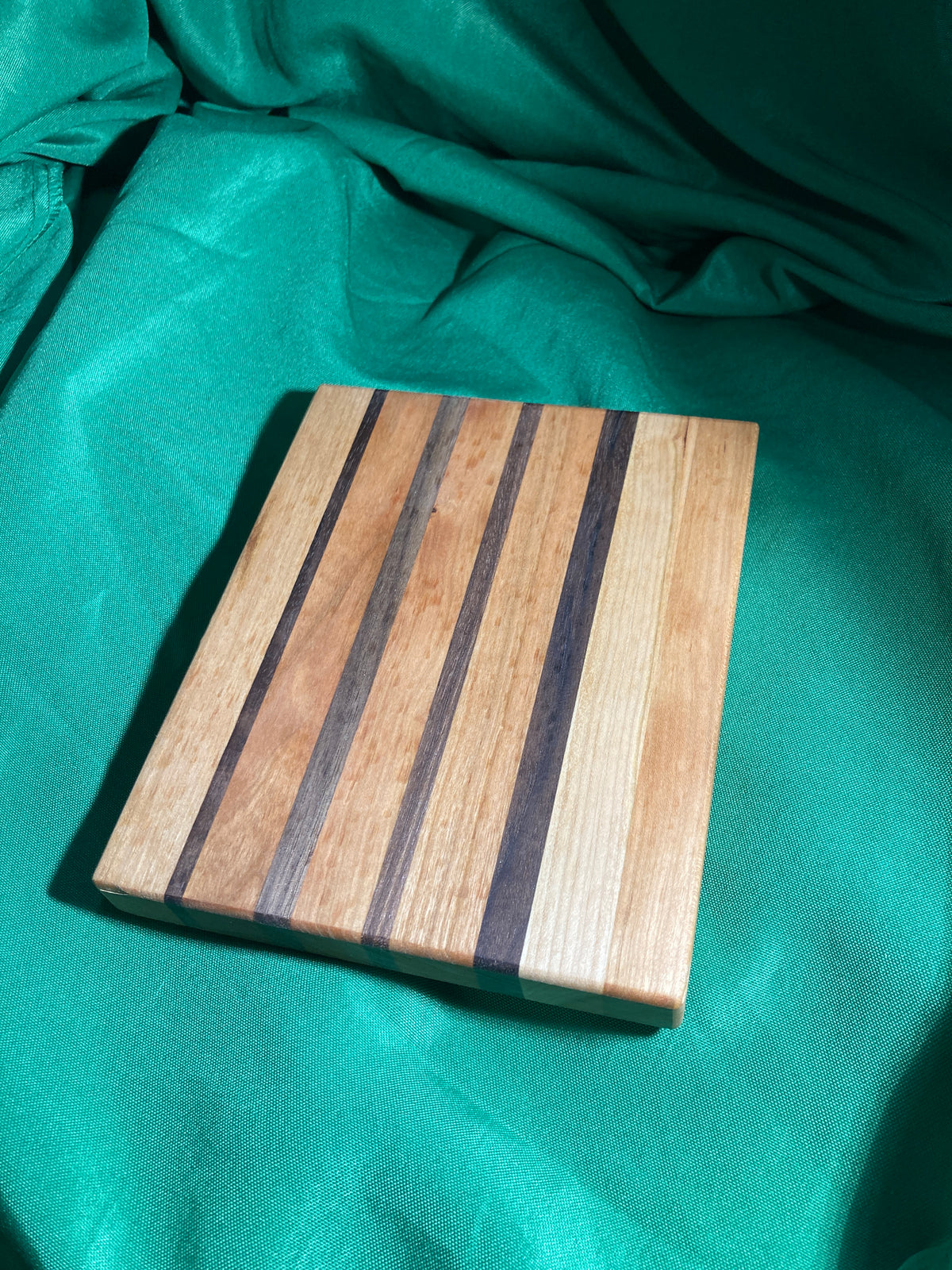 Small wood cutting board. Handcrafted charcuterie board. Cheese board. Small kitchen, r.v., camping, dorm room. Reclaimed wood. Crafted with black walnut and cherry wood.