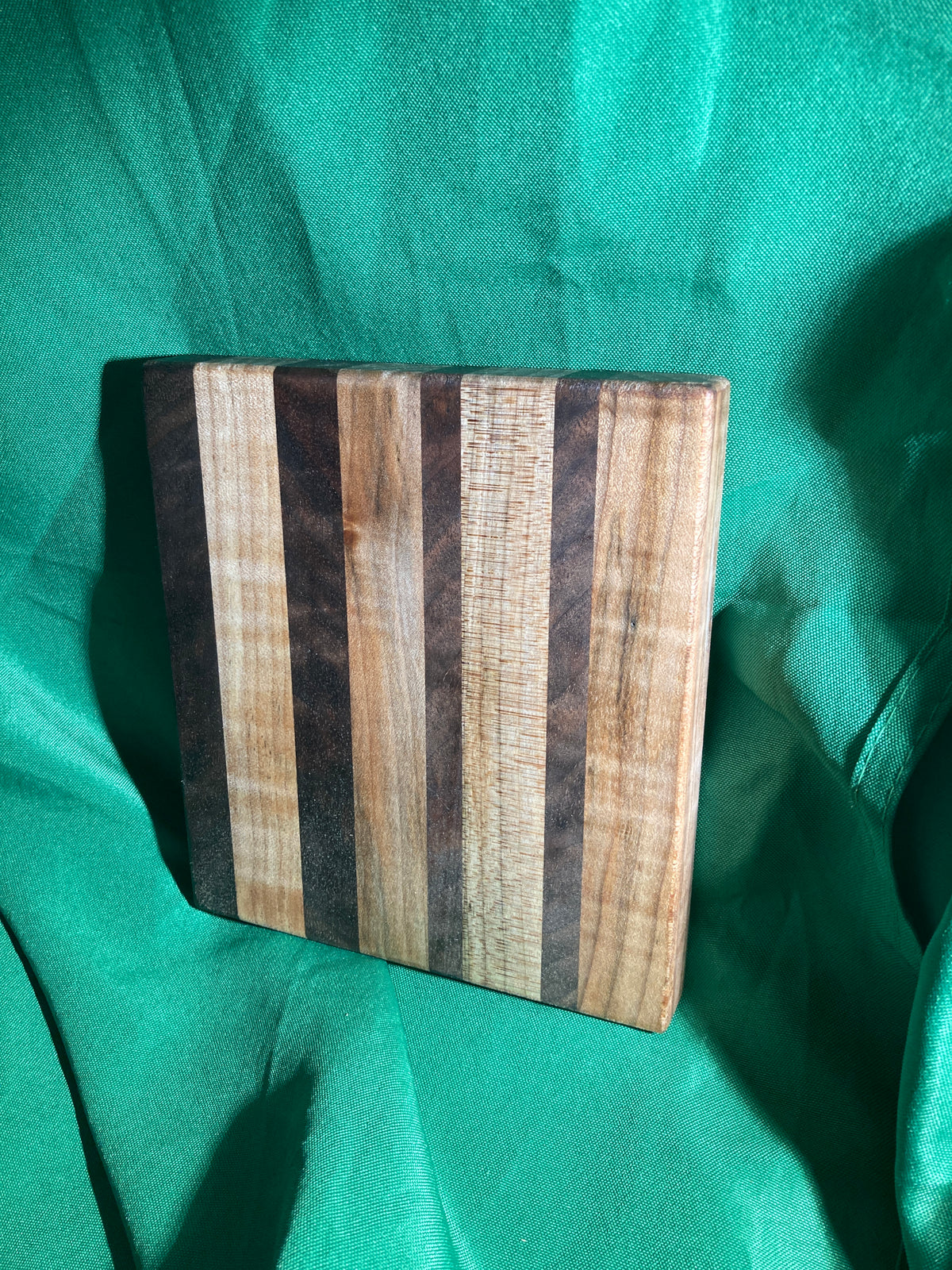 Small wood cutting board. Handcrafted charcuterie board. Cheese board. Small kitchen, r.v., camping, dorm room. Reclaimed wood. Crafted with black walnut and maple wood.