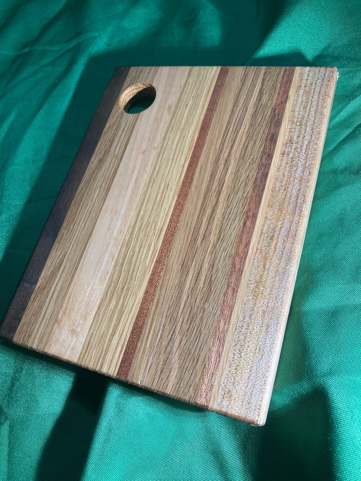 6”x 8” Small charcuterie board with hanging hole. Personal charcuterie. Cheese board. Reclaimed wood handcrafted. Walnut, oak, maple, sapele.