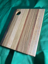 6”x 8” Small charcuterie board with hanging hole. Personal charcuterie. Cheese board. Reclaimed wood handcrafted. Walnut, oak, maple, sapele.