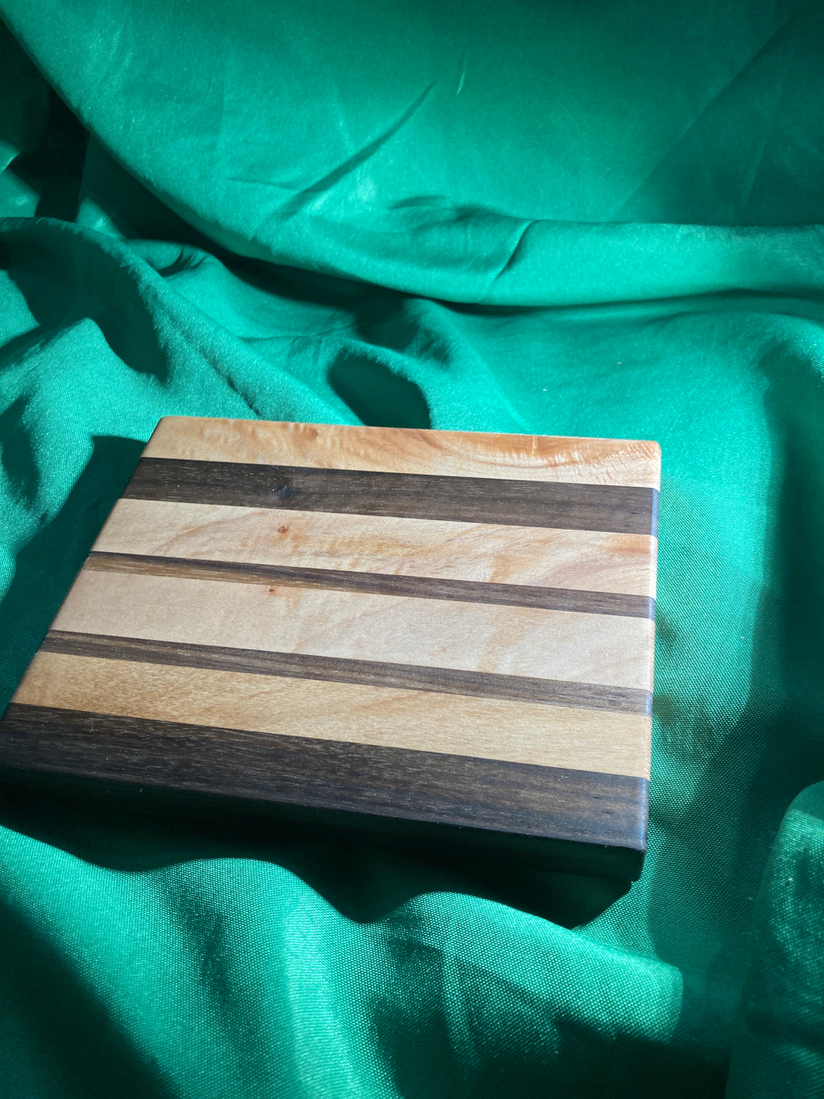 Small wood cutting board. Handcrafted charcuterie board. Cheese board. Small kitchen, r.v., camping, dorm room. Reclaimed wood. Crafted with black walnut and maple wood.