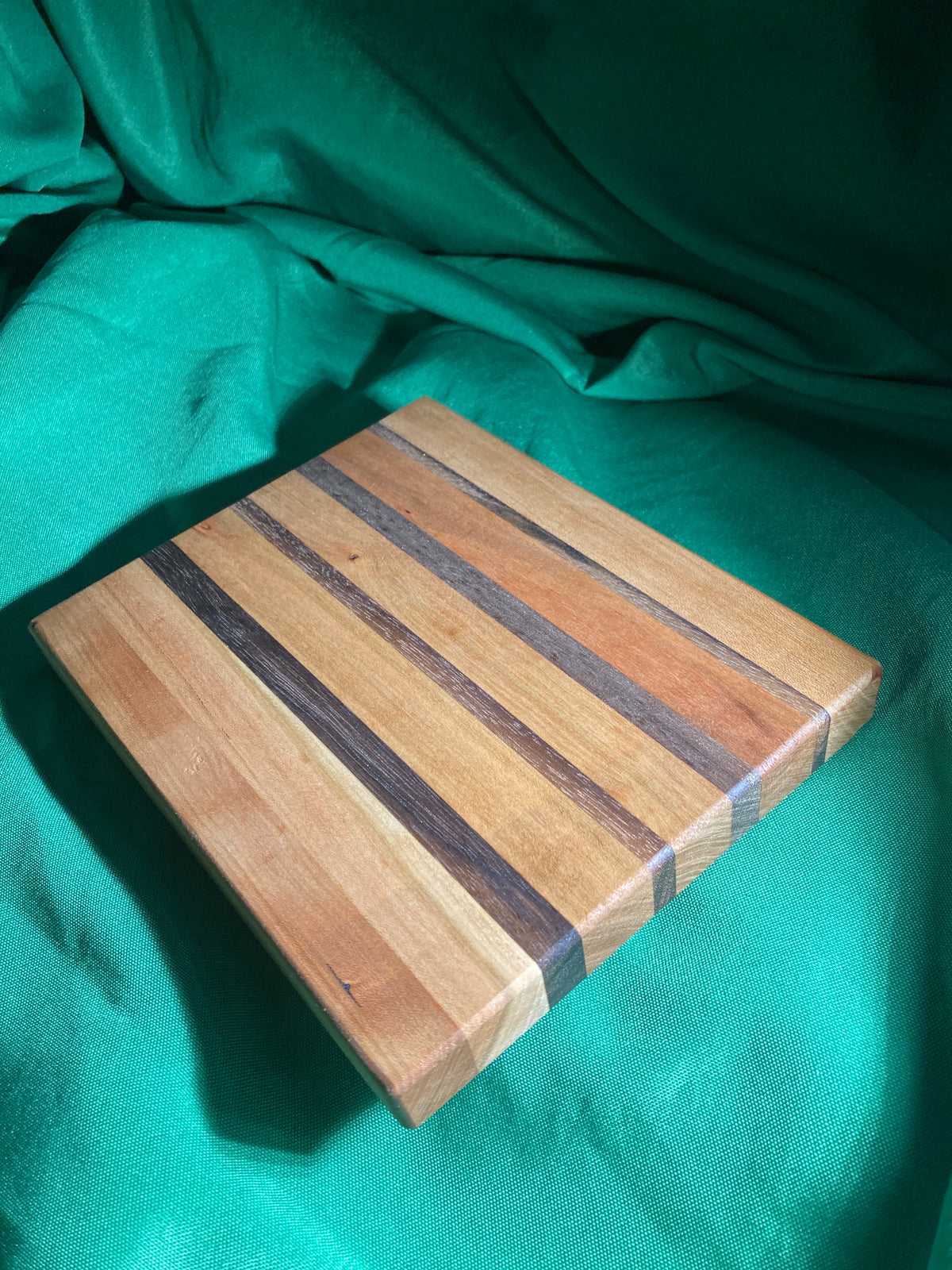 Small wood cutting board. Handcrafted charcuterie board. Cheese board. Small kitchen, r.v., camping, dorm room. Reclaimed wood. Crafted with black walnut and cherry wood.