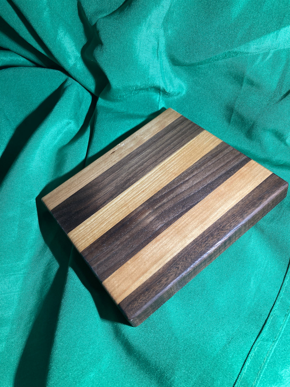 Small wood cutting board. Handcrafted charcuterie board. Cheese board. Small kitchen, r.v., camping, dorm room. Reclaimed wood. Crafted with black walnut and cherry wood.