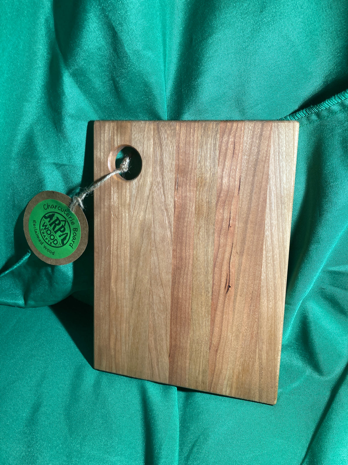 6”x 8” Small charcuterie board with hanging hole. Personal charcuterie. Cheese board. Reclaimed wood handcrafted. Cherry wood.