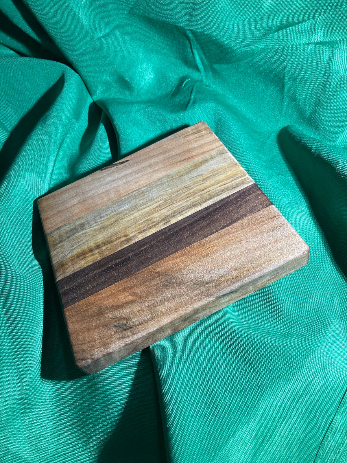 Small wood cutting board. Handcrafted charcuterie board. Cheese board. Small kitchen, r.v., camping, dorm room. Reclaimed wood. Crafted with black walnut and maple wood.