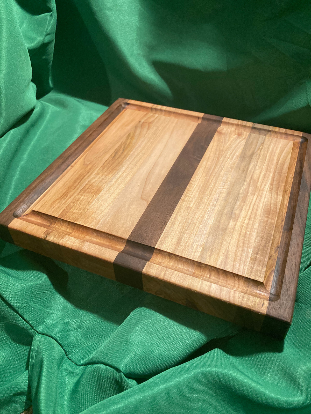 Large cutting board with juice groove. 12”x12”. Kitchen prep. Big board. Reclaimed wood handmade. One of a kind. Cherry wood. Walnut wood.