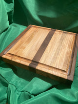 Large cutting board with juice groove. 12”x12”. Kitchen prep. Big board. Reclaimed wood handmade. One of a kind. Cherry wood. Walnut wood.