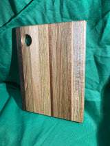 6”x 8” Small charcuterie board with hanging hole. Personal charcuterie. Cheese board. Reclaimed wood handcrafted. Walnut, oak, maple, sapele.