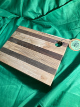 Medium wood Charcuterie board w/ hanging hole. Food prep. Hanging. Reclaimed wood. Handcrafted. High quality. Handmade gift. Walnut wood. Maple wood.