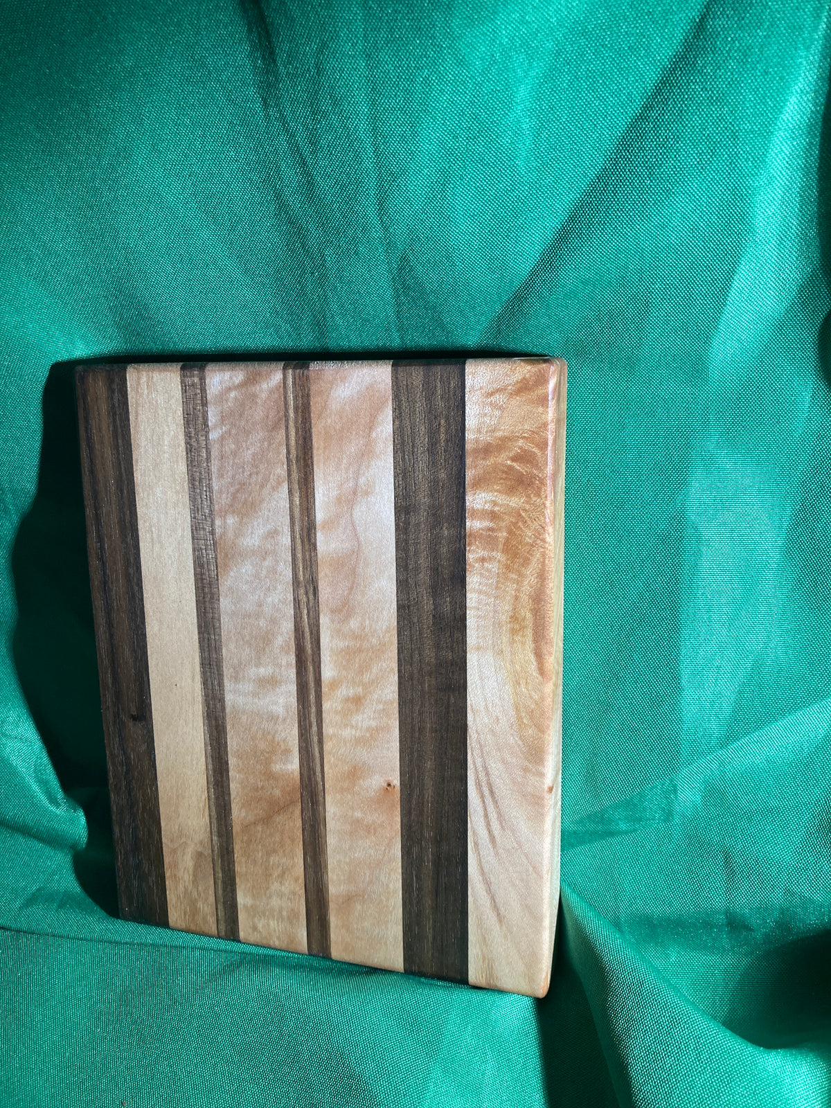 Small wood cutting board. Handcrafted charcuterie board. Cheese board. Small kitchen, r.v., camping, dorm room. Reclaimed wood. Crafted with black walnut and maple wood.