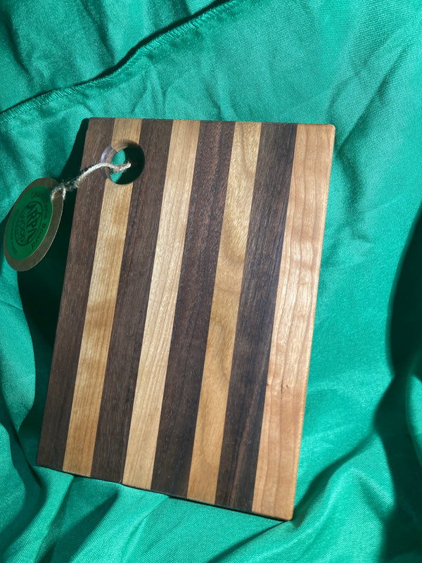6”x 8” Small charcuterie board with hanging hole. Personal charcuterie. Cheese board. Reclaimed wood handcrafted. Cherry wood. Walnut wood.