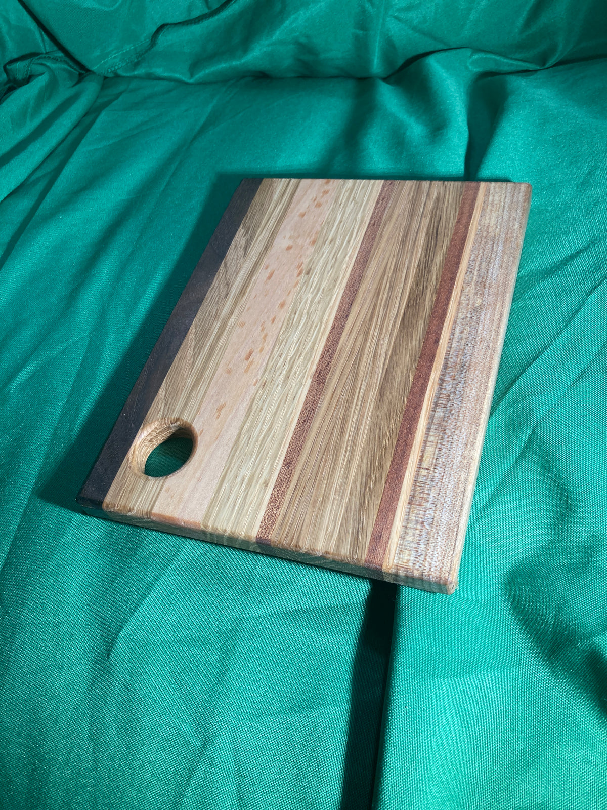 6”x 8” Small charcuterie board with hanging hole. Personal charcuterie. Cheese board. Reclaimed wood handcrafted. Walnut, oak, maple, sapele.