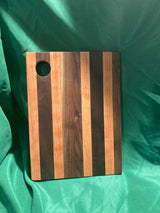 Medium wood Charcuterie board w/ hanging hole. Food prep. Hanging. Reclaimed wood. Handcrafted. High quality. Handmade gift. Walnut wood. Cherry wood.