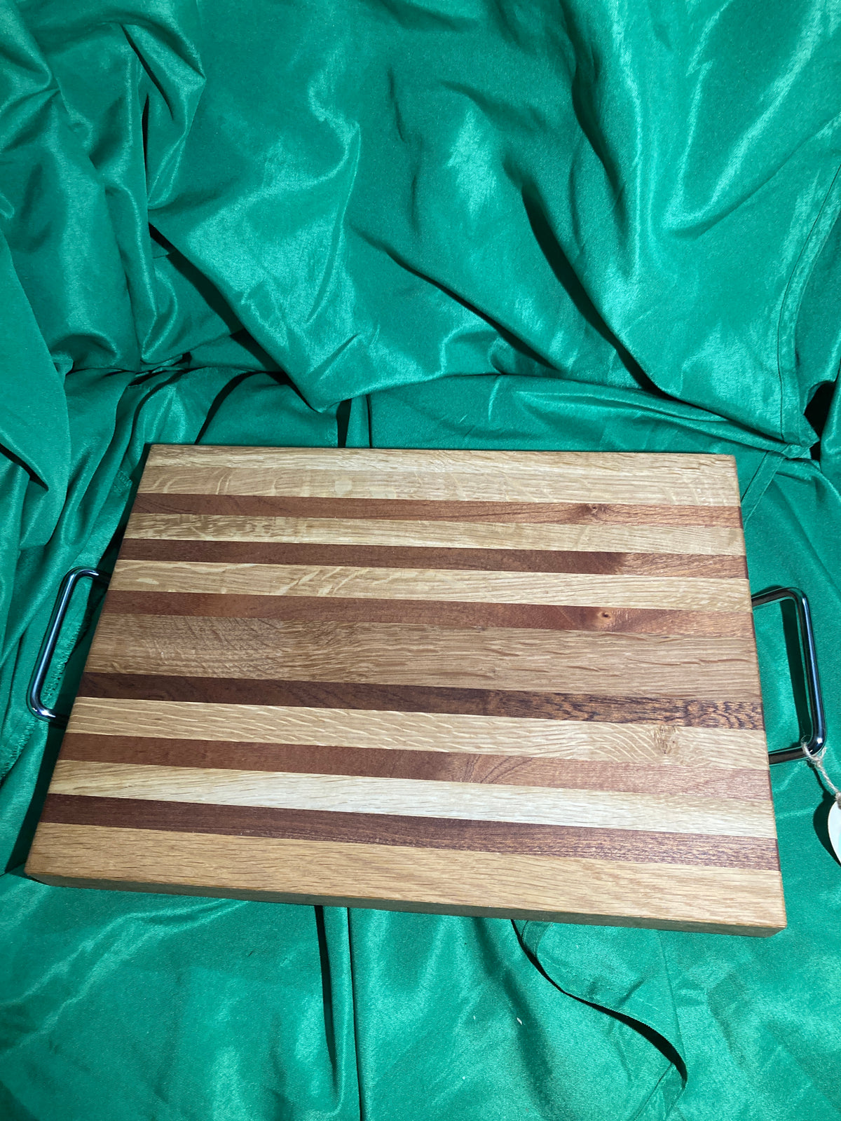Wood cutting board. Serving tray. Large size. Handles and feet. Handcrafted high quality. Holiday board. Charcuterie. Handcrafted with sapele wood and white oak.