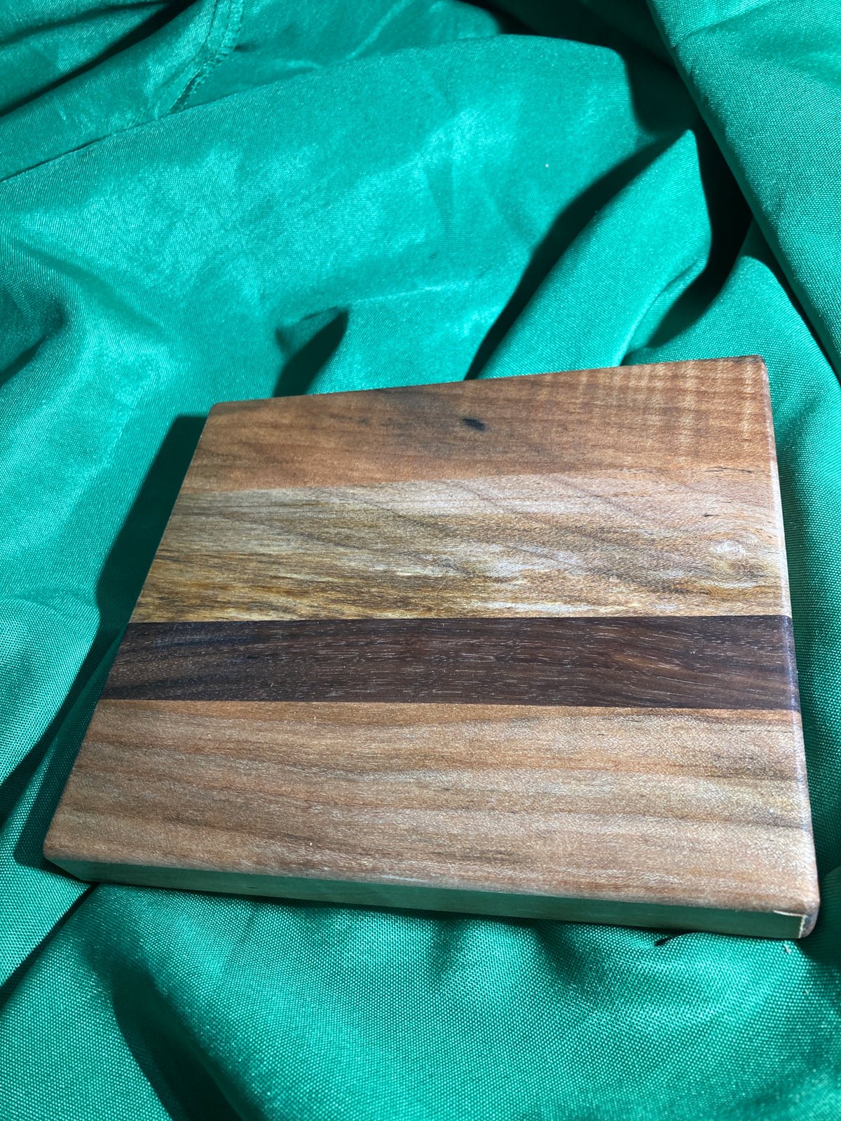 Small wood cutting board. Handcrafted charcuterie board. Cheese board. Small kitchen, r.v., camping, dorm room. Reclaimed wood. Crafted with black walnut and maple wood