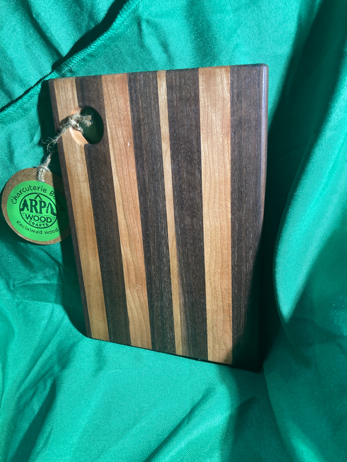 6”x 8” Small charcuterie board with hanging hole. Personal charcuterie. Cheese board. Reclaimed wood handcrafted. Walnut wood. Cherry wood.