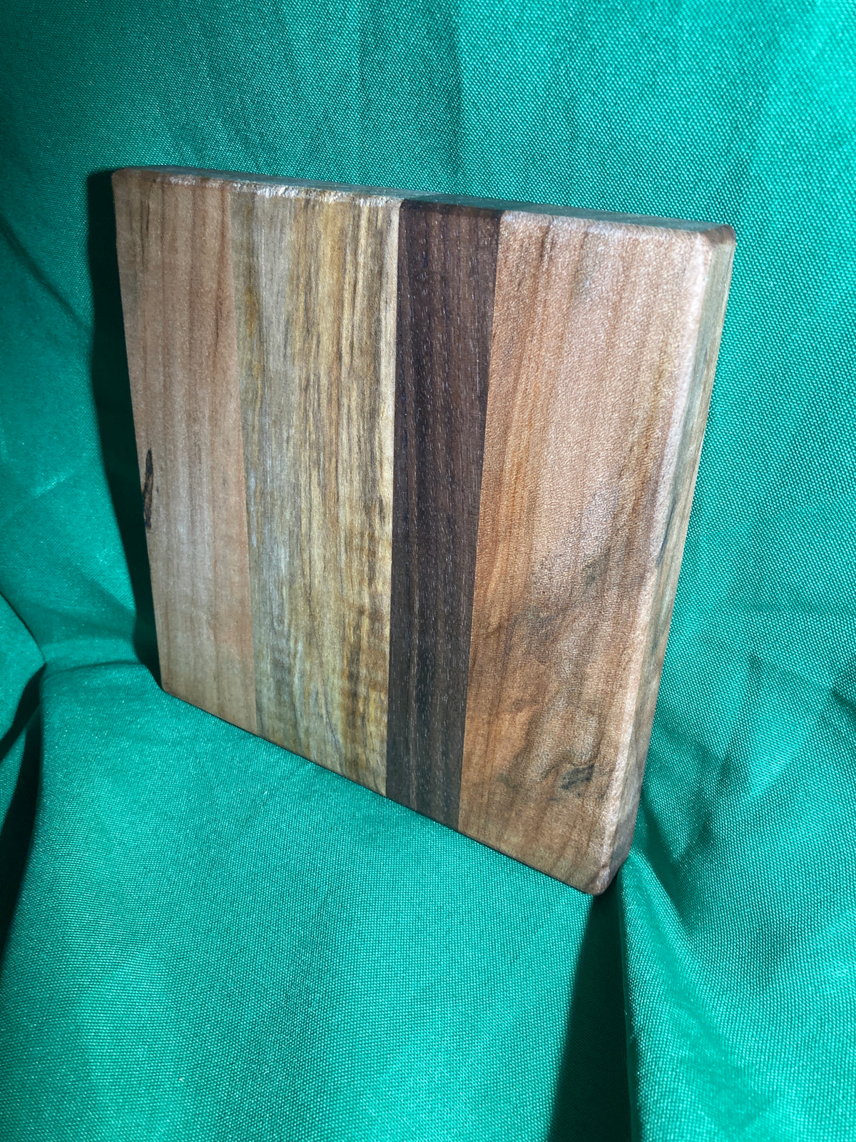 Small wood cutting board. Handcrafted charcuterie board. Cheese board. Small kitchen, r.v., camping, dorm room. Reclaimed wood. Crafted with black walnut and maple wood.