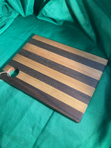 6”x 8” Small charcuterie board with hanging hole. Personal charcuterie. Cheese board. Reclaimed wood handcrafted. Walnut wood. Cherry wood.