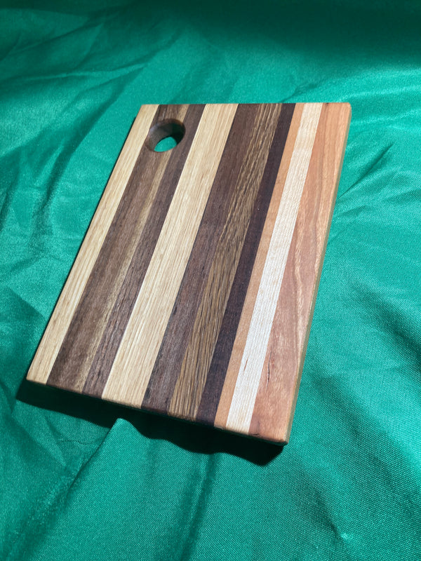 6”x 8” Small charcuterie board with hanging hole. Personal charcuterie. Cheese board. Reclaimed wood handcrafted. Oak, maple, cherry, walnut wood.
