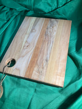 Medium wood Charcuterie board w/ hanging hole. Food prep. Hanging. Reclaimed wood. Handcrafted. High quality. Handmade gift. Cherry wood. Maple wood.