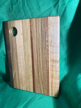 6”x 8” Small charcuterie board with hanging hole. Personal charcuterie. Cheese board. Reclaimed wood handcrafted. Walnut, oak, maple, sapele.