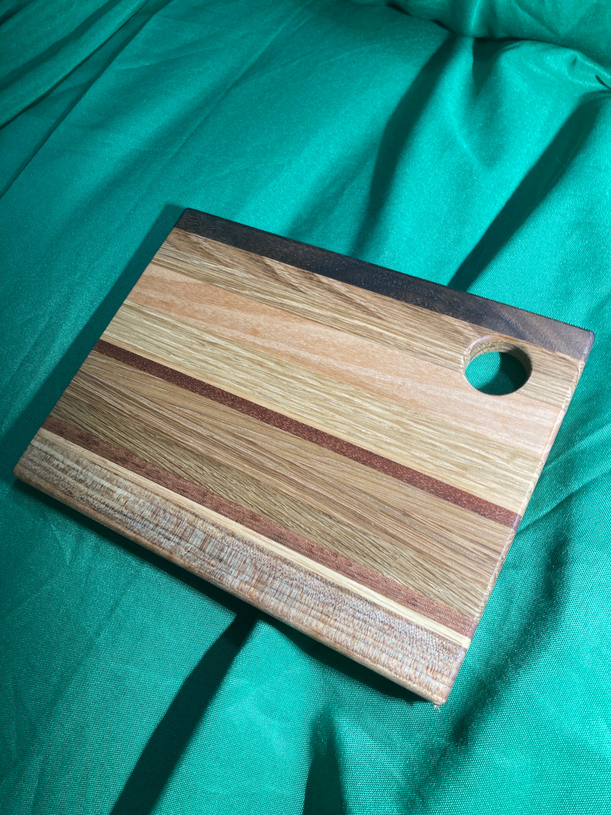 6”x 8” Small charcuterie board with hanging hole. Personal charcuterie. Cheese board. Reclaimed wood handcrafted. Walnut, oak, maple, sapele.